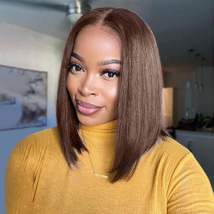 "AMBER" PERRUQUE COUPE CARRÉE LISSE FRONTALE 100% HUMAN HAIR